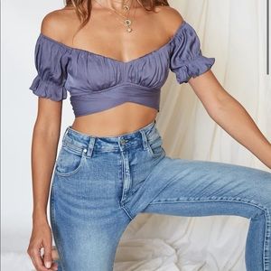Eyes Like The Earth Crop Top Midnight Blue xs